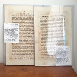 Early Original 1766 Copper Engraving fr Heads of Illustrious Persons of Britain